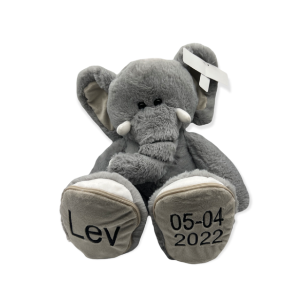 Olifant met naam met Afritsvoetjes,45 cm
